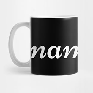 namaste white text Mug